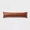Lumbar Faux Leather Channel Stitch Decorative Throw Pillow