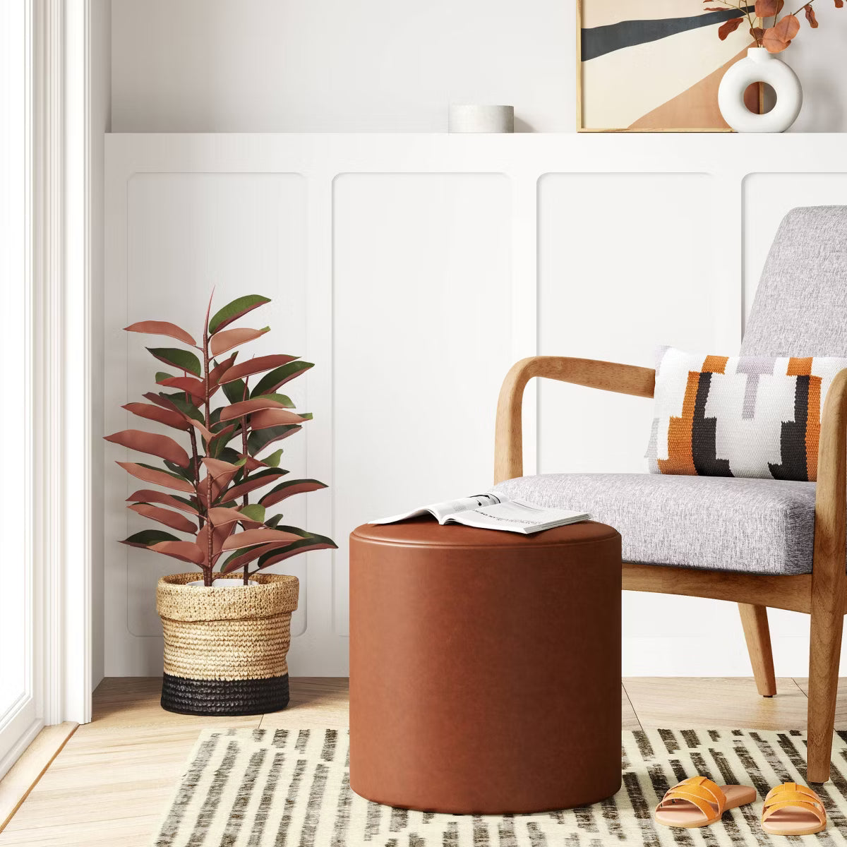 Bodrum Round Upholstered Ottoman - Threshold™ - SHOWROOM ITEM 