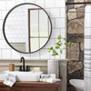 Round Wood Framed Wall Mirror