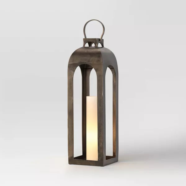 Pillar Cast Aluminum Lantern Candle Holders Gold