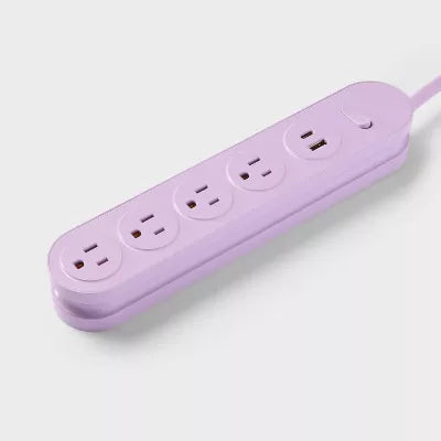 4-Outlet Power Strip Extension Cord with USB and USB-C Ports