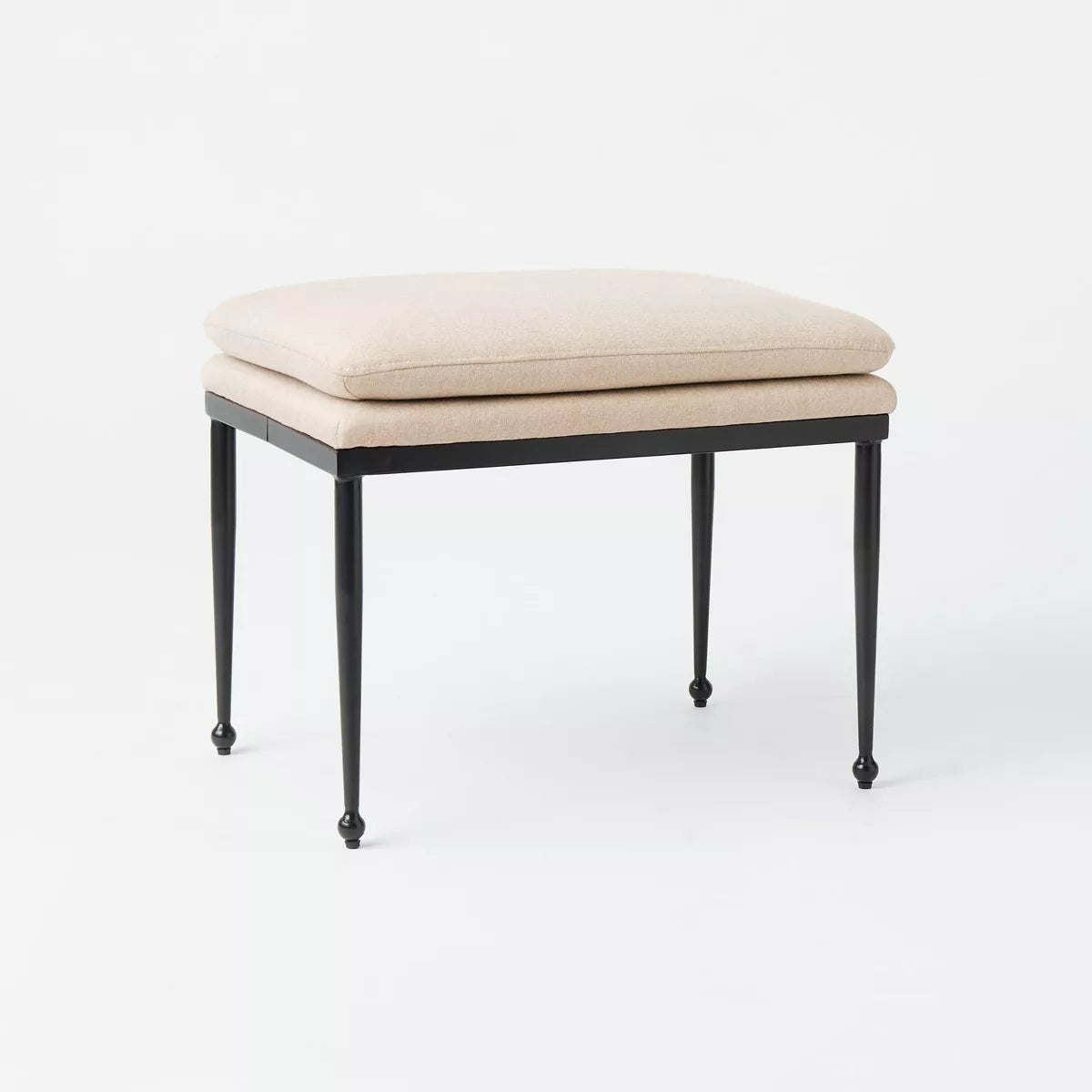 Edgehill Pillow Top Ottoman with Metal Legs Beige