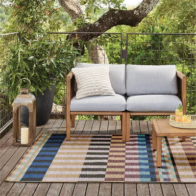 Blocked Stripes Outdoor Area Rug -  5'x7'