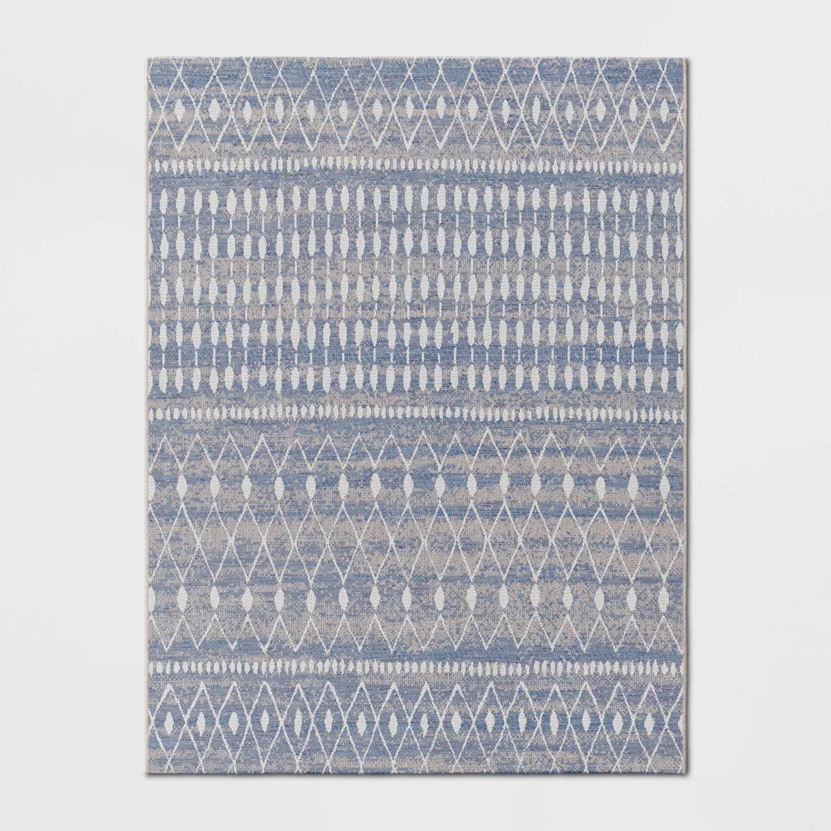 Neutral Moroccan Rectangular Woven Indoor Outdoor Rug