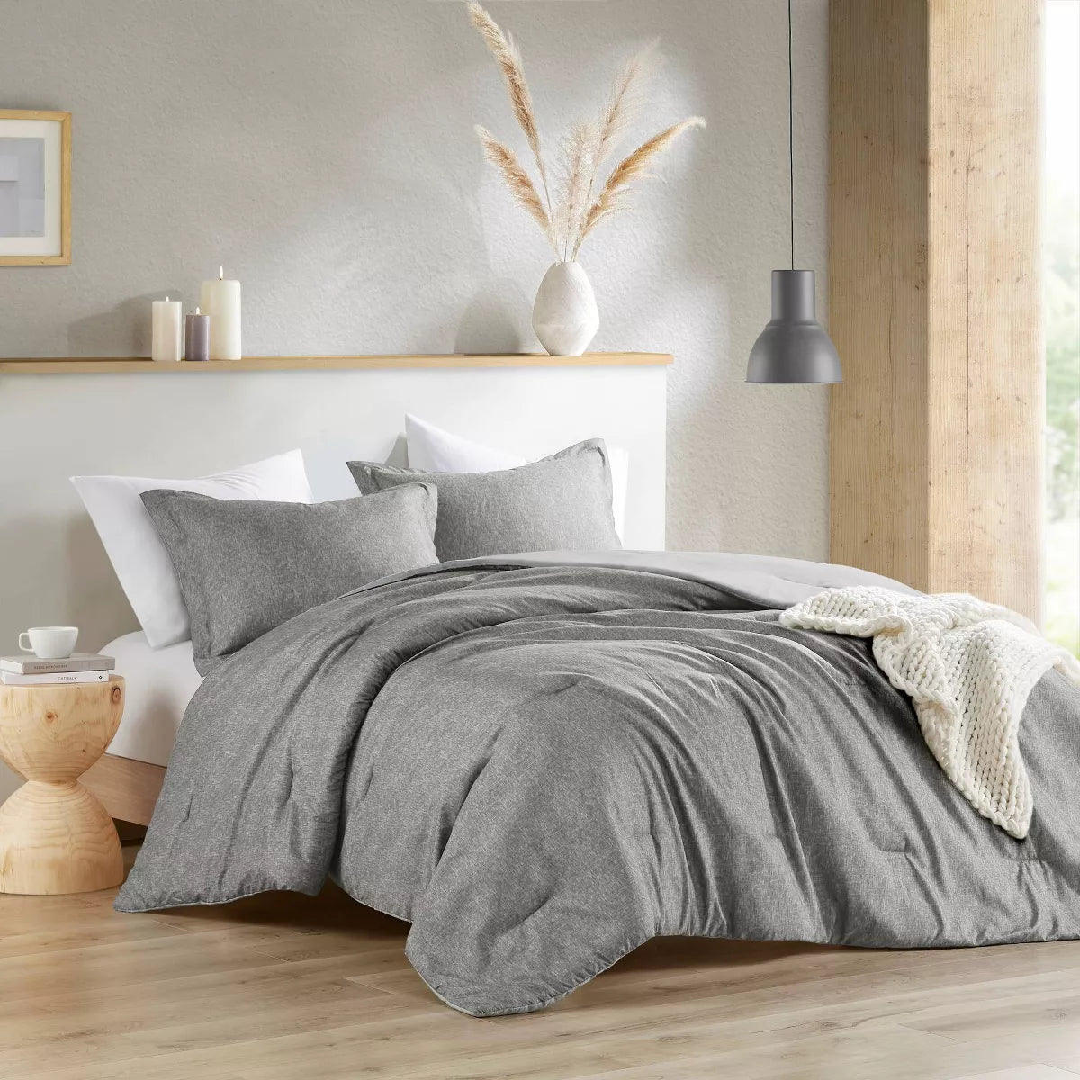 Camden Chambray Solid Print Comforter Set Full/Queen