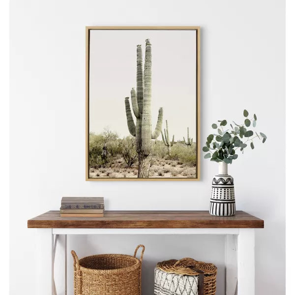Sylvie Sunrise Cactus Framed Canvas by Amy Peterson Natural