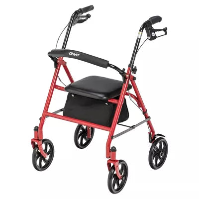4-Wheel Rollator - Fold-Up Removable Back - Red