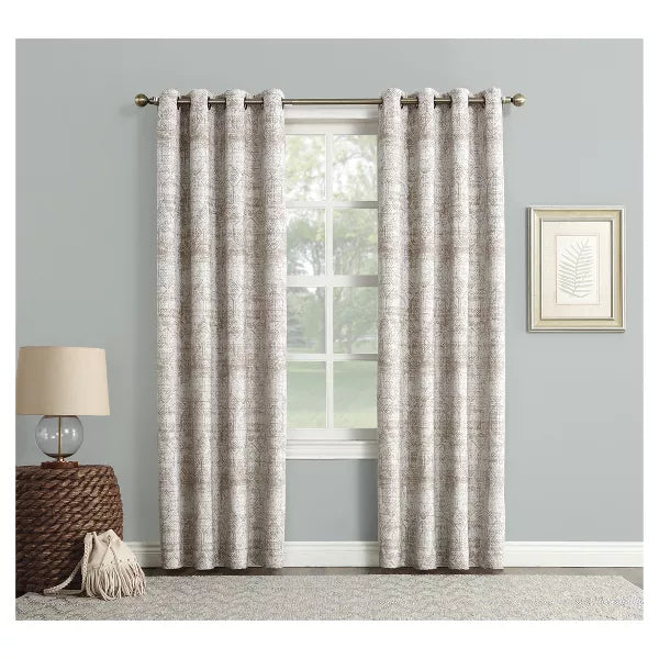 Blackout Darren Distressed Woven Jacquard Grommet Curtain Panel