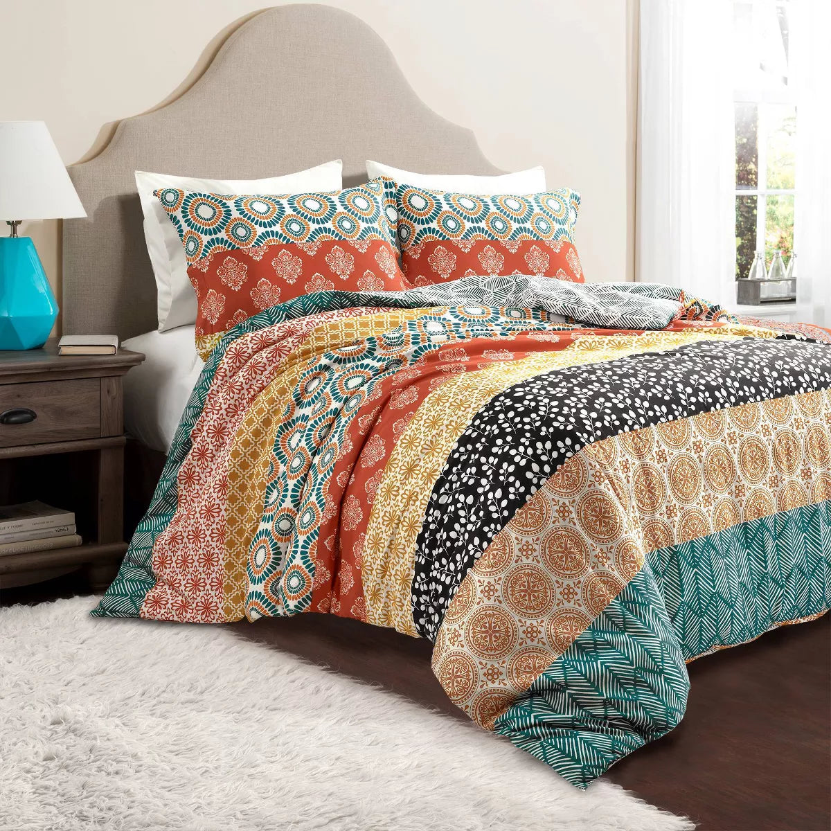3pc Bohemian Stripe Cotton Duvet Cover Set - King