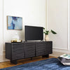 Fluted TV Stand Black - Entertainment Center with Adjustable Shelves