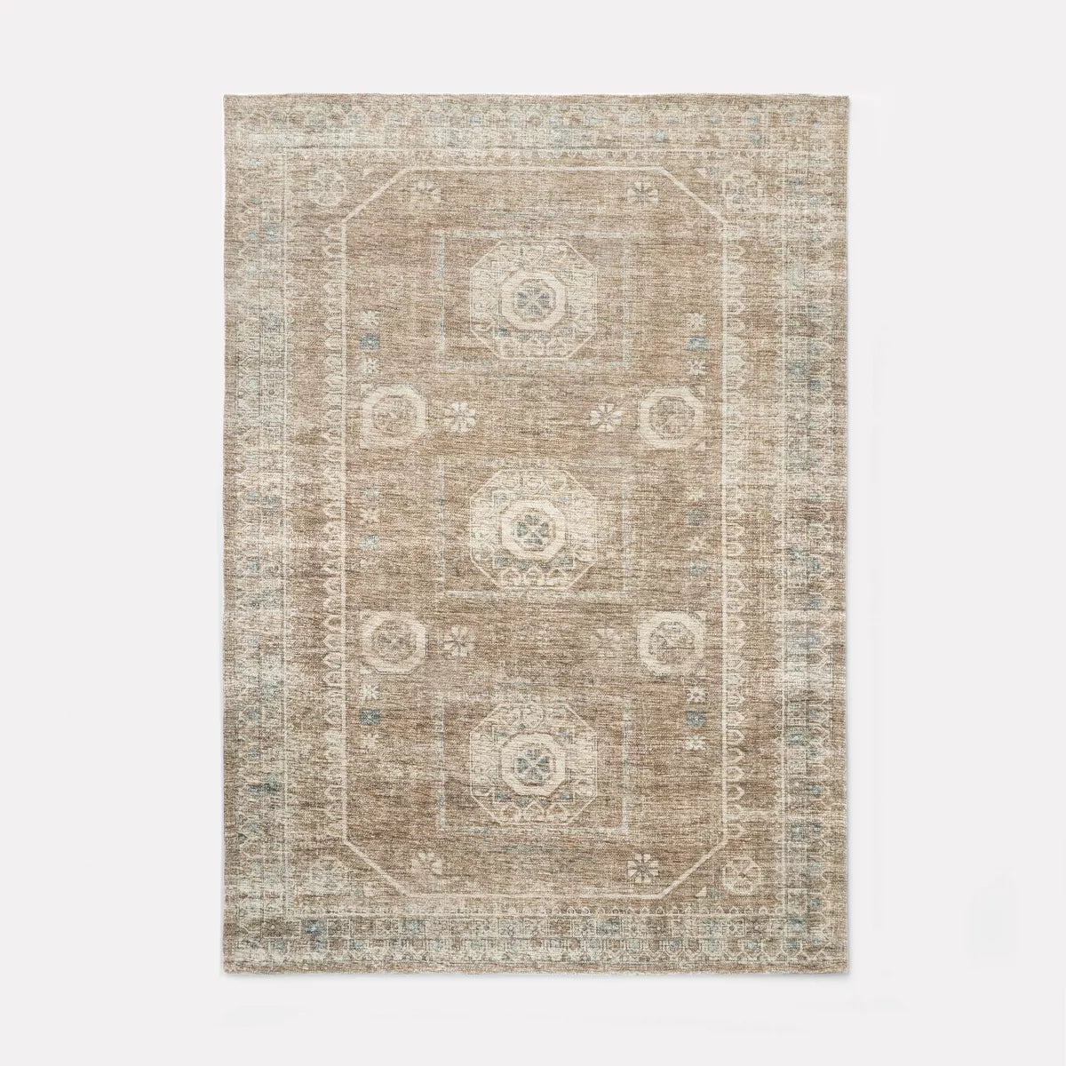 Distressed Persian Woven Area Rug Brown 5'x7'