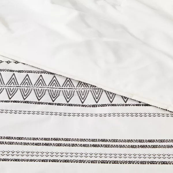 5pc Woven Diamond Stripe Comforter Set Cream/Black - King