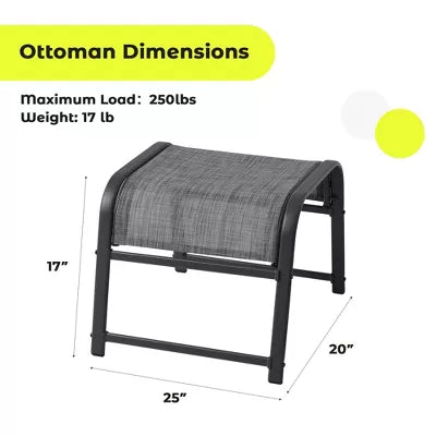 2-Pack Outdoor Teslin Fabric Footstools with Iron Frame - Waterproof