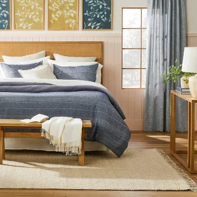 3pc Pickstich Stripe Comforter Bedding Set - King