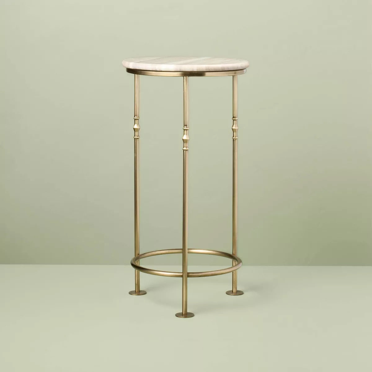 20"x10" Brass Plant Stand Antique Brass and Stone SHOWROOM ITEM