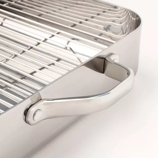 2pc Stainless Steel Roaster with Wire Rack Silver