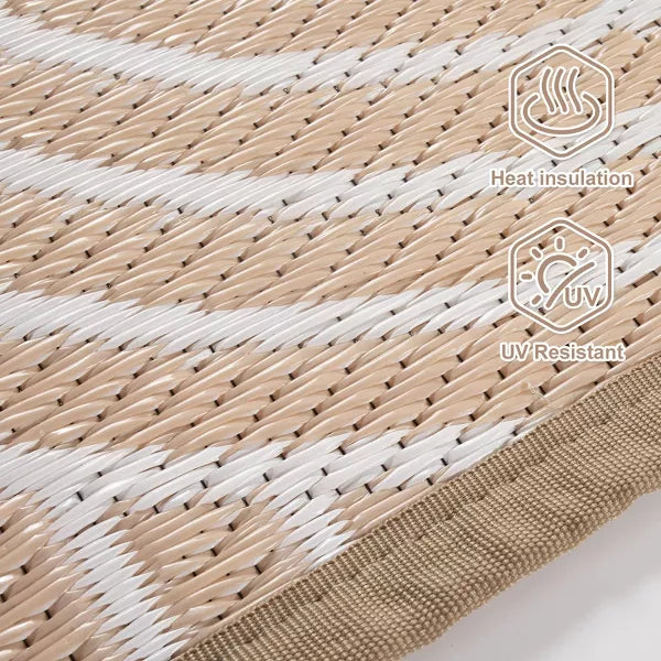 Outdoor Back to College Series Plastic Straw Rug-Waterproof Reversible Mat 8'2"x10'