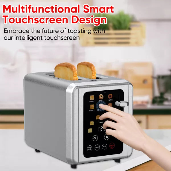 2 Slice Toasters, Touchscreen Dual Independent Control Panel, Smart Bread Toaster, Stainless Steel Toaster, Extra Wide Slots Toaster With Bagel