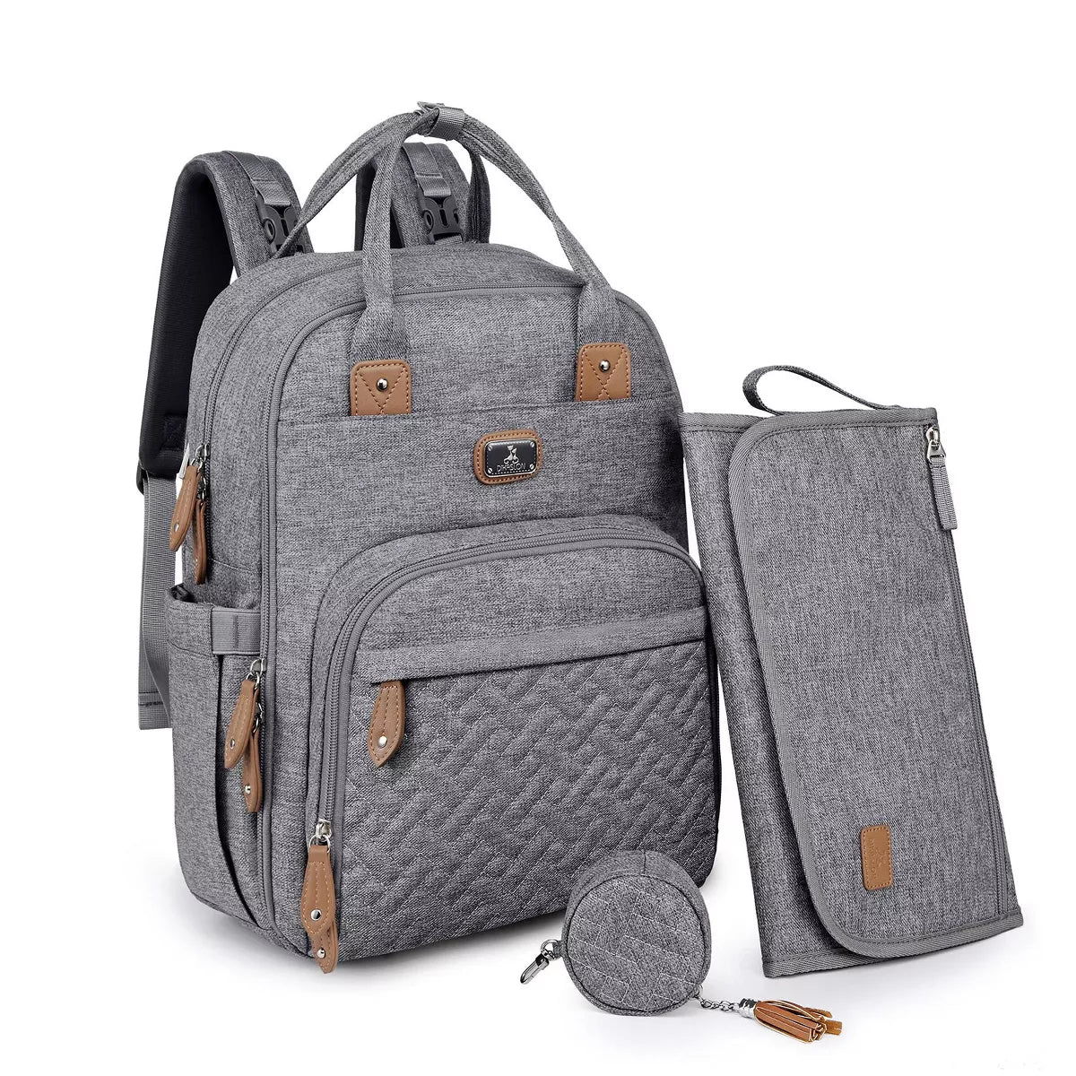 Diaper Bag Backpack with Portable Changing Pad, Pacifier Case and Stroller Straps