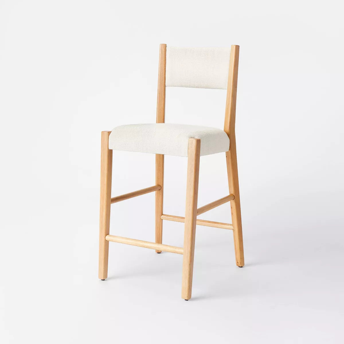 (Set of 2) Upholstered Seat & Back with Wood Frame Counter Height Stools - Cream/Natural SHOWROOM ITEM