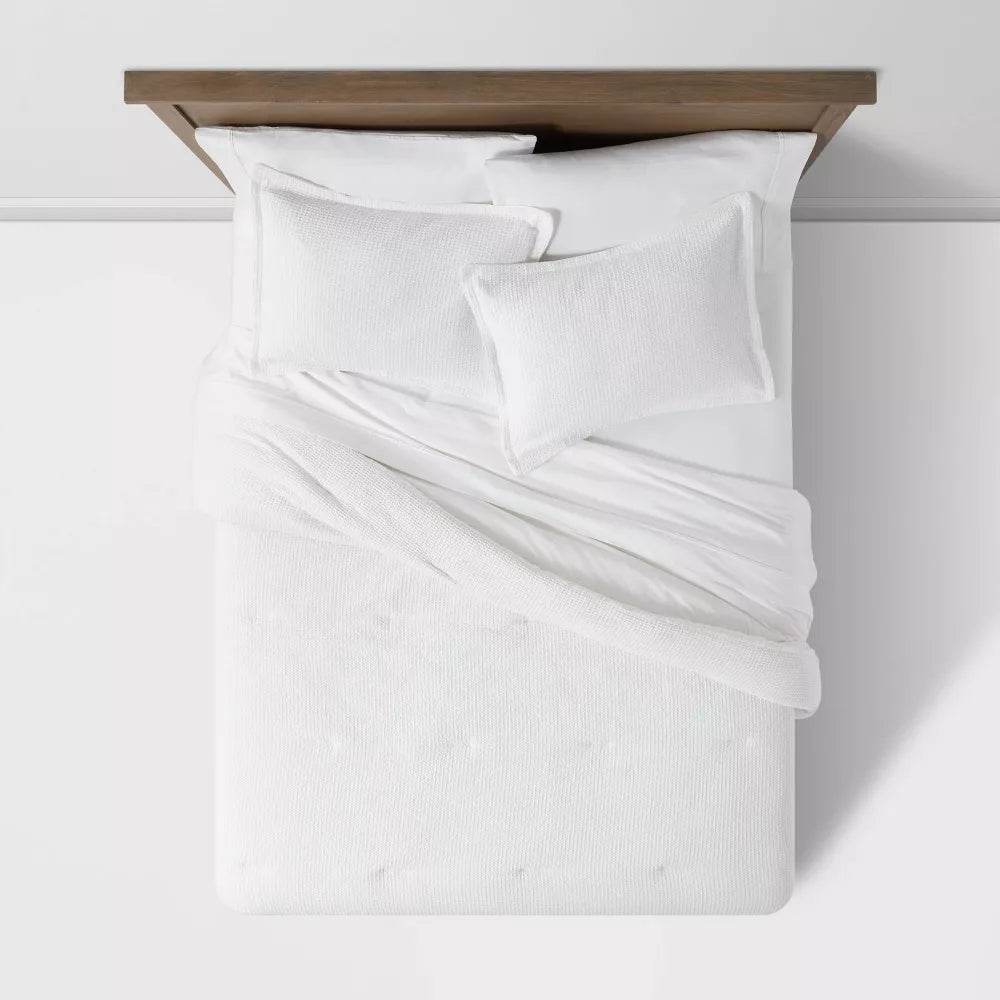 Washed Waffle Weave Comforter and Sham Set - King