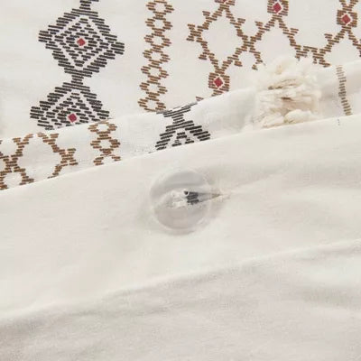 3pc Imani Cotton Printed Duvet Cover Set with Chenille - Full/Queen