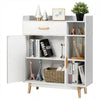 Floor Storage Cabinet Free Standing Cupboard Chest w/1 Drawer 2 Doors 3 Shelves