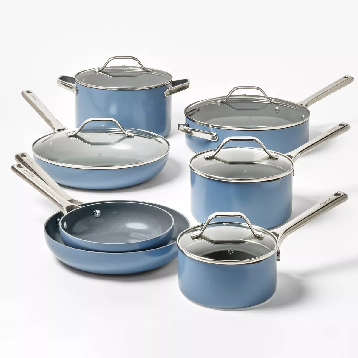 12pc Nonstick Ceramic Coated Aluminum Cookware Set