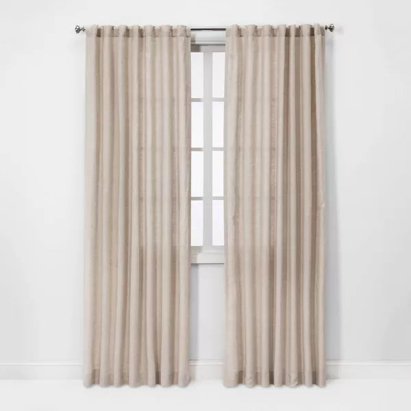 1pc Light Filtering Linen Window Curtain Panel