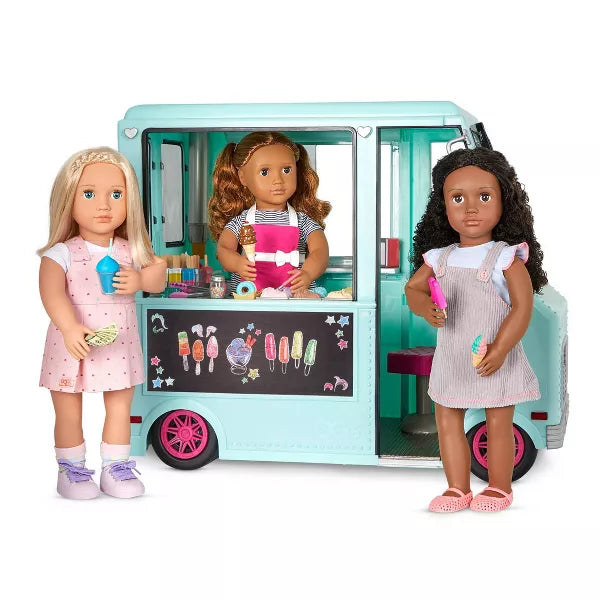 Sweet Stop Ice Cream Truck with Electronics for Dolls - Light Blue