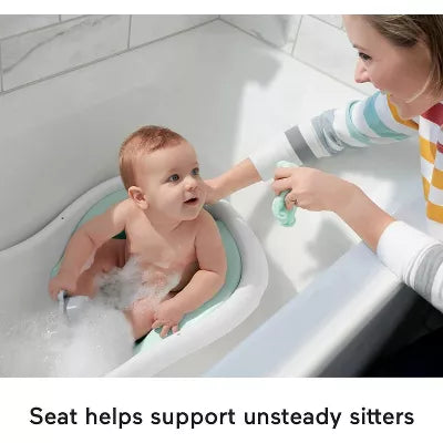 Baby to Toddler Bath 4-in-1 Sling ‘n Seat Tub with Removable Infant Support and 2 Toys, Climbing Leaves