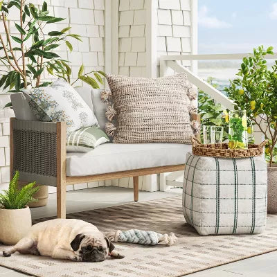 Beachside Grid Outdoor Rug Naturals