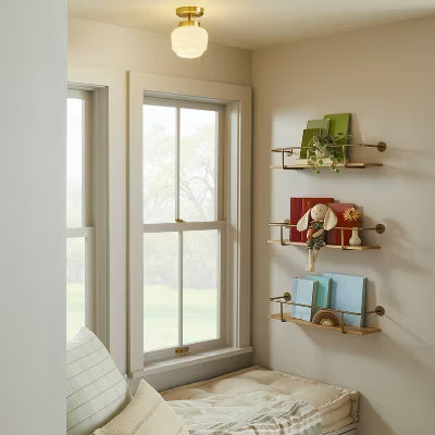 Milk Glass Semi-Flush Mount Ceiling Light