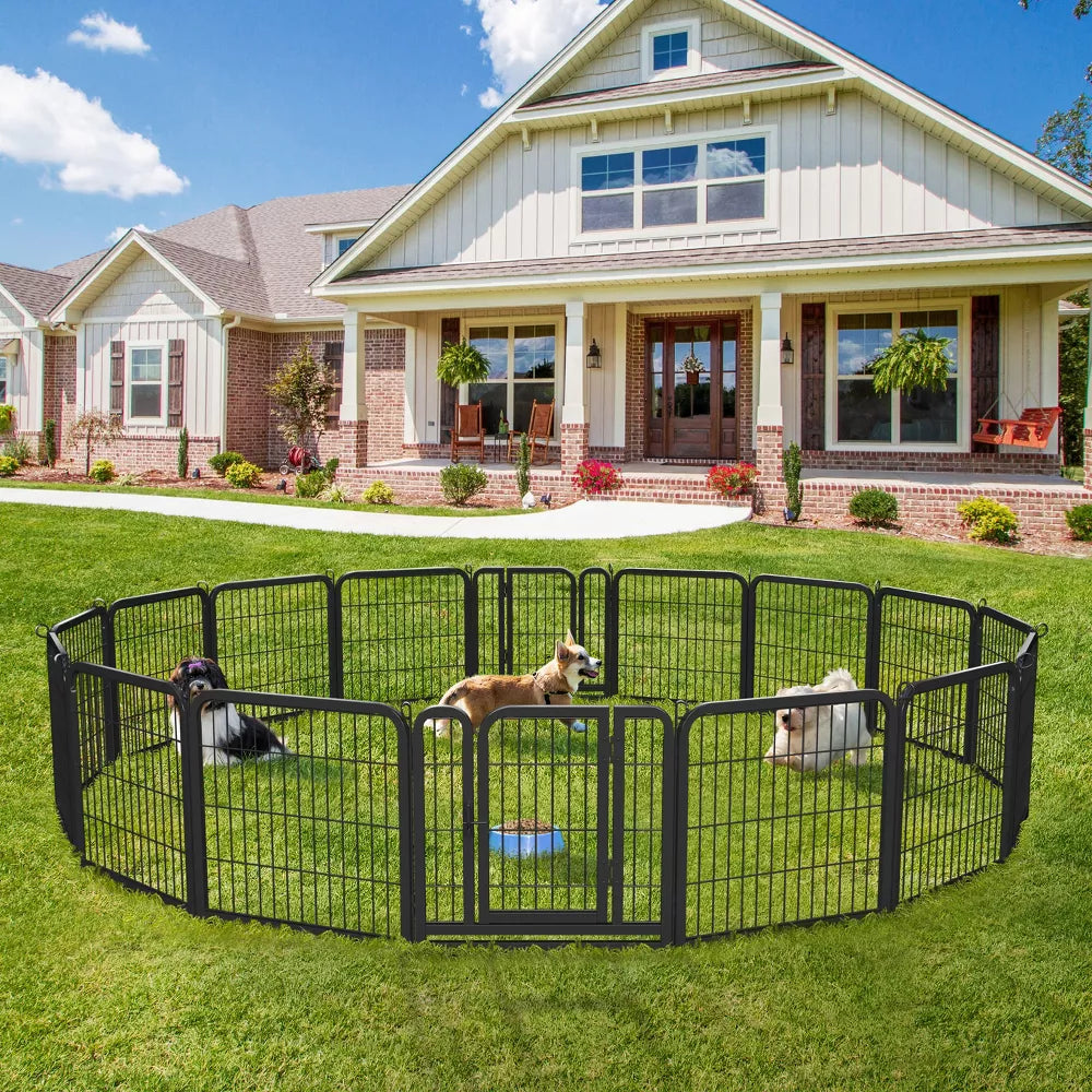 6 Panels Dog Playpen Panels Metal Pet, Black