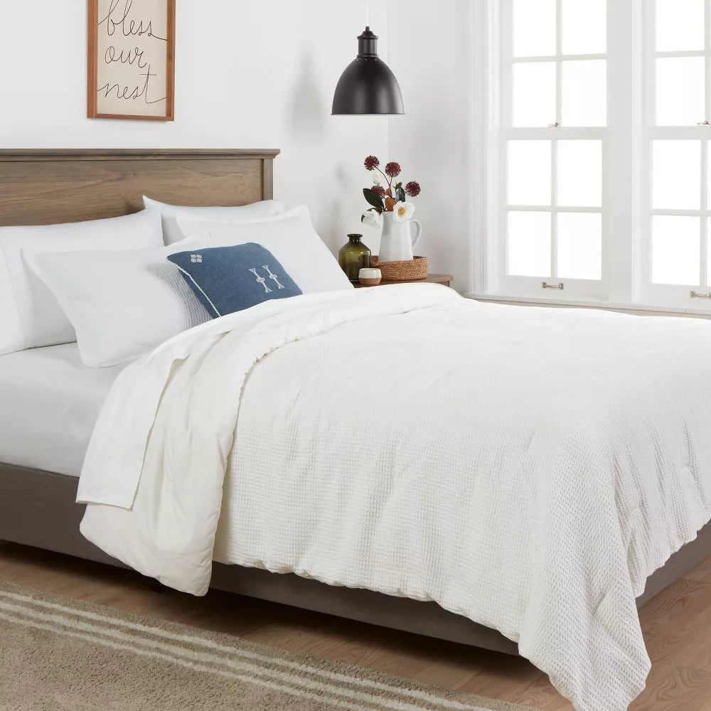 Washed Waffle Weave Comforter and Sham Set - King