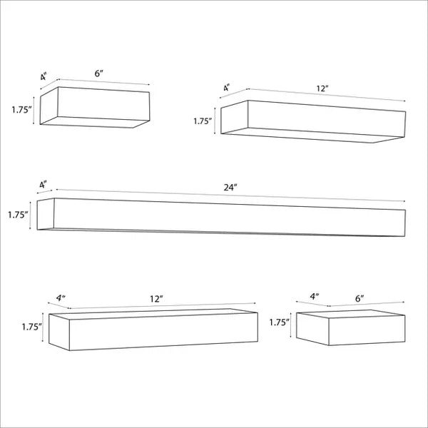 5pc Modern Wall Shelf Set