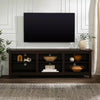 Transitional 6 Cubby Wood Open Storage Wood TV Stand