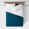 Full/Queen Lofty Velvet Quilt Dark Teal Blue - Machine Washable, OEKO-TEX Certified, Polyester Fill