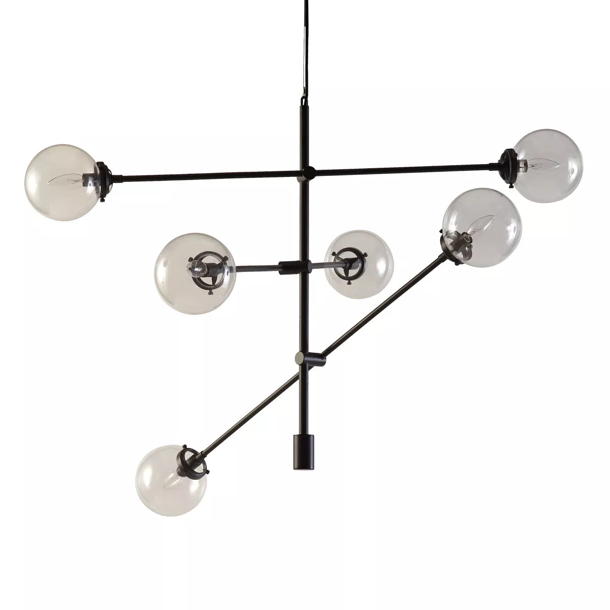 Cyrus Chandelier Antique Bronze: 6-Light Glass Shade, Metal Body