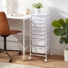 4 Drawer Storage Cart - Rolling Utility Cart, Powder-Coated Steel & Polypropylene, White, School Supplies Storage