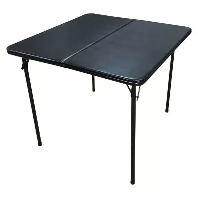 5pc Folding Table Set Black: Vinyl Padded
