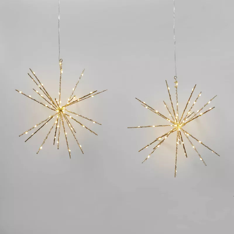 2pk Christmas LED Starburst Novelty Sculpture with 140 Warm White Twinkle Lights
