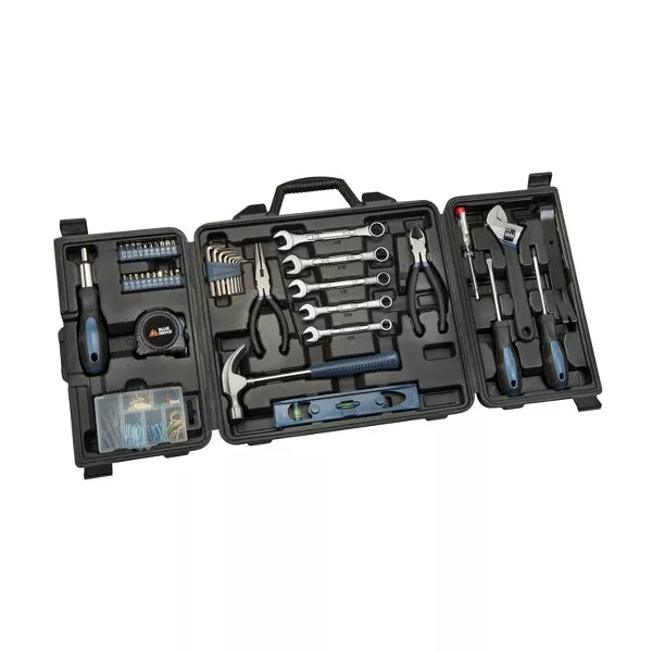 145pc Deluxe Household: Steel & Plastic Hand Tool Set with Pliers, Screwdriver, Wrench, Hammer