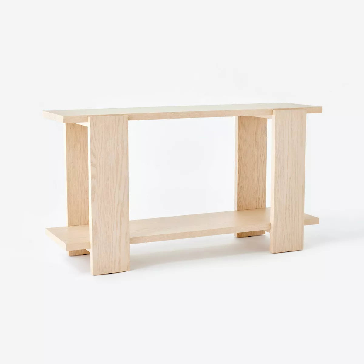 Bleached Oak Console Table Natural Wood Veneer & MDF, Rectangular Shape, Spot Clean