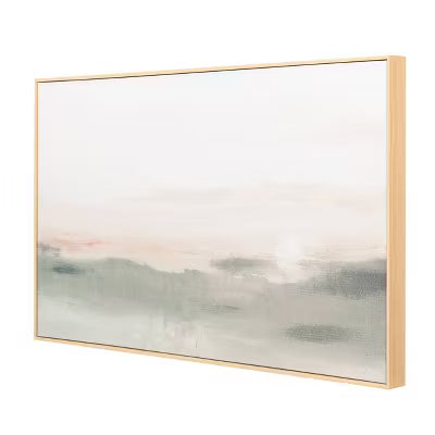 Haze Framed Wall Canvas - Modern Abstract Digital Art, Beige Frame