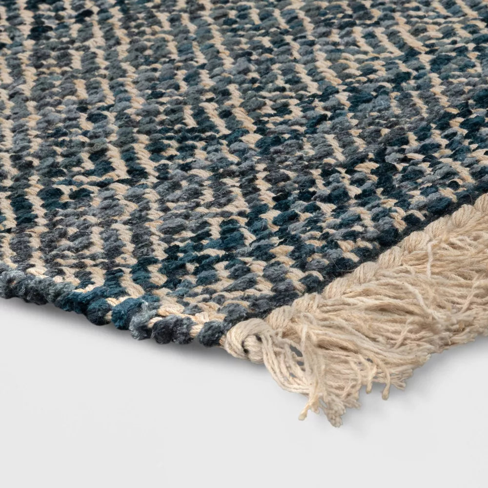 2'4"x7' Handloom Diamond Runner Rug Blue