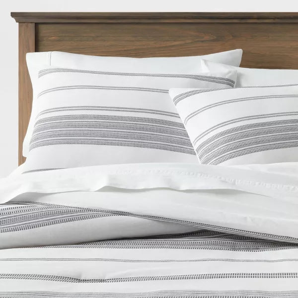 Cotton Woven Stripe Comforter & Sham Set - King