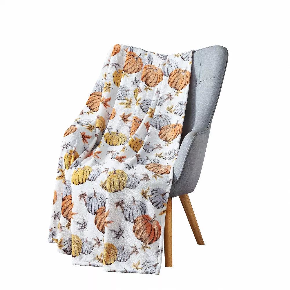 Autumn Harvest Golden Pumpkins Ultra Soft & Plush Oversized Accent Throw Blanket