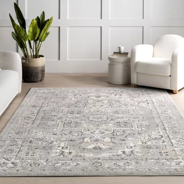 Gena Distressed Transitional Medallion Indoor Area Rug, 5'x8'