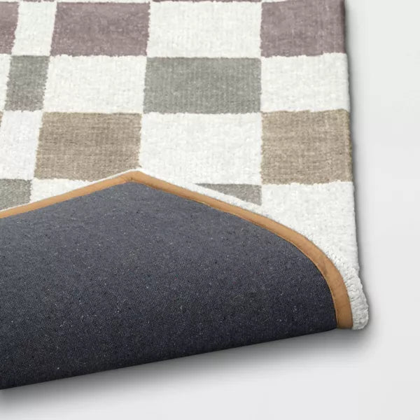 Checkered Woven Flatweave Area Rug White 5'x7'